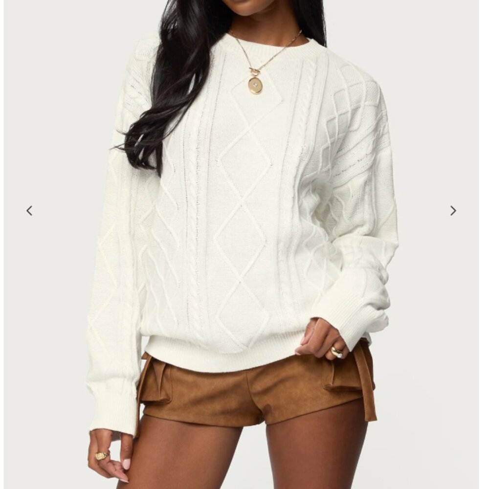 NWT Edikted "Belly" Cable Knit Sweater Sz S